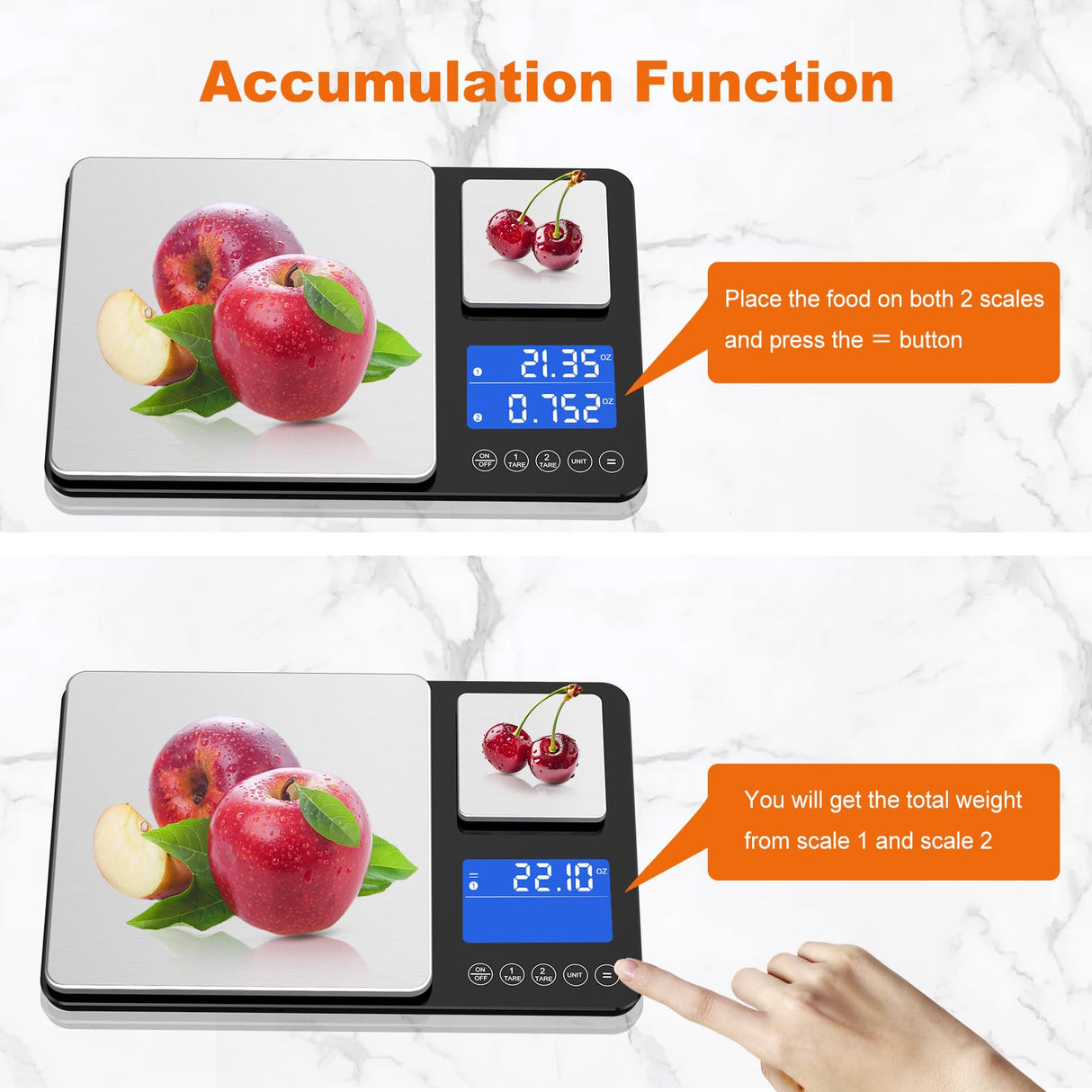 KUAIVO 0.001oz/33lbs Dual Platform Food Kitchen Scales Digital Weight Grams and Ounces, Two Precisions Kitchen Scale for Sourdough Bread, Baking and Cooking with 7 Units Tare, Accumulation Functions KUAIVO