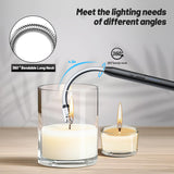 VEHHE Electric Lighter with 360° Flexible Neck, Flameless Windproof Long Candle Lighter with Led Battery Display, USB C Rechargeable Lighter with Hanging Hook for Gifts BBQ Fireworks (Black) VEHHE