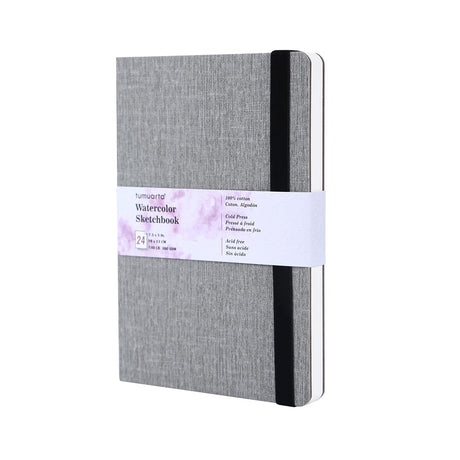 tumuarta Watercolor Sketchbook, 7.5x5, 140 LB, 300GSM, 100% Cotton Paper, Cold Press, 24 Sheets,48 Pages, Watercolor Journal for Use As Travel Sketch Book and Mixed Media Pad On The Go tumuarta