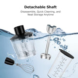 FRESKO Immersion Blender Handheld, 4-in-1 Stainless Steel Hand Stick Blender Electric with 12-Speeds & Turbo Mode, Powerful 500W Emulsion Blender with Beaker, Chopper & Whisk for Smoothies, Soup FRESKO