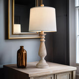 PORTRES 24.5" Mid Century Table Lamp Set of 2 for Living Room Farmhouse Linen Bedside Lamps for Bedroom Kids Room Dorm Office Rustic Lamps for End Table Nigntstand Resin PORTRES