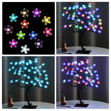 Pooqla 18 Inch 48 LED RGB Cherry Blossom Tree Light with Remote 16 Color-Changing LED Artificial Flower Bonsai Tree Table Top Lamp Home Lit Tree Centerpieces Christmas Decor Pooqla