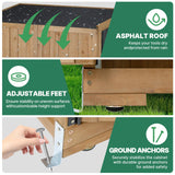 Ketive Outdoor Storage Cabinet Wood & Metal, Tall Tool Shed with Weatherproof, Double Lockable Doors, Removable 3 Shelves, Adjustable Feet for Patio, Garden, Backyard, Lawn, 32" x 15.5" x 66" (Brown) ketive