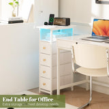 Yoobure Narrow Dresser for Bedroom, LED Slim Dresser with Charging Station, Small Dressers Chest of Drawers, Fabric Dresser Tall Skinny Cabinet Night Stand for Dorm, Small Spaces, Closet, Bathroom Yoobure