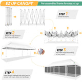 COBIZI 10x30 Pop up Canopy Tent with Sidewalls, Heavy Duty Easy Set up Outdoor Canopy with Mosquito Net Pop up Screen Tent for Parties, Screened in Canopy with Net for Backyard with Roller Bag, White COBIZI