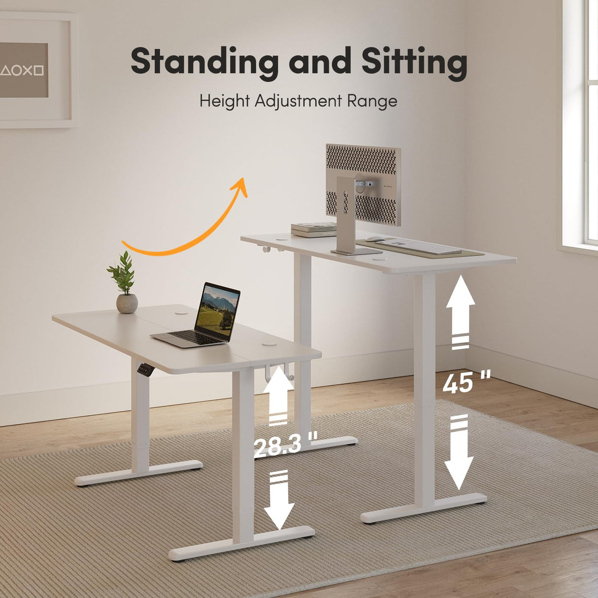 FEZIBO Electric Standing Desk Adjustable Height, 60 x 24 Inch Sit and Stand Desk, Home Office Desk, Ergonomic Workstation Computer Desk, White FEZIBO