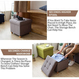 BRIAN & DANY Folding Storage Ottoman Cube, Ottoman with Storage, Small Ottoman Foot Rest with Wood Legs for Living Room 15"x15"x15" - Brown BRIAN & DANY