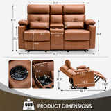 Consofa 68'' Power Reclining Loveseat with Massage and Heat | Double Recliner RV Sofa with Console | Wall Hugger Recliner Sofa | Rv Theater Seating | RV Furniture (PU Leather, Brown) Consofa