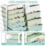 SYKIARIOL 14 Drawer Rolling Cart with Tabletop & DIY Pegboard, Storage Cart with Wheels, Classroom Organizers Utility Cart for Office Home School, Art Supplies, Mobile Craft Organizer, Green SYKIARIOL