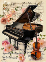 Piano Violin Diamond Painting Kits for Adults, Musical Instruments Diamond Painting Art Kit for Adult, 5D Full Drill Painting by Diamonds Art for Home Leisure and Wall Decoration Gifts 12x16 Inch JXAVAXDE