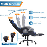 PayLessHere Ergonomic Racing Desk Chair Computer Chair Gaming Chair with Footrest Lumbar Support Headrest Armrest Task Rolling Swivel Ergonomic E-Sports Adjustable PC Gamer Chair (Blue) PayLessHere