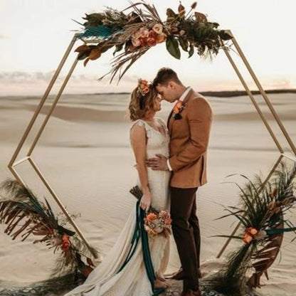 8.2FT Wedding Arch,Hexagon Backdrop Stand for for Ceremony,Iron Arch Wedding Arbor, Backdrop Stand Metal Arch Stand for Party,Wedding Backdrop Stand for Wedding Birthday Party - WoodArtSupply