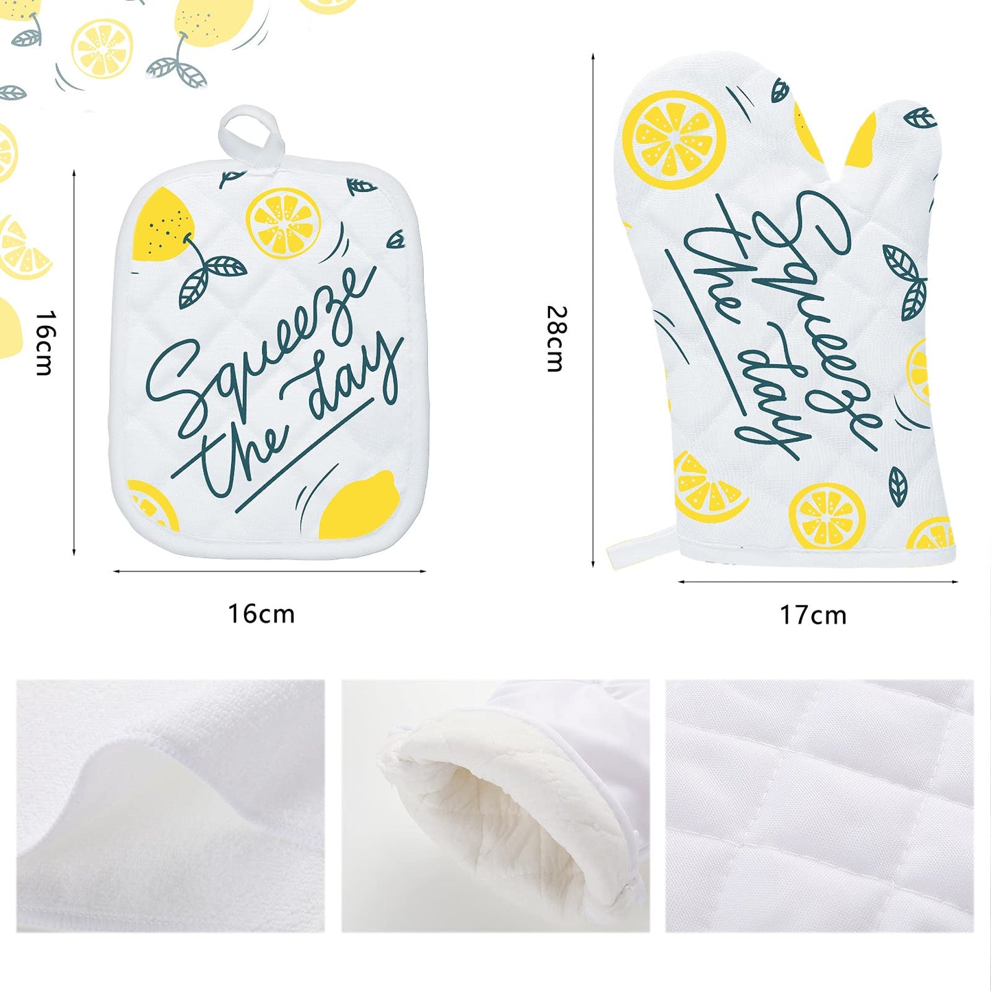 10 Pieces Blank Sublimation Oven Mitts Set Include 2 Sublimation Heat Resistant Oven Gloves 2 Blank Sublimation Hot Pads Pot Holders 2 Towels and 4 Dish Towels for Kitchen Cooking (White)