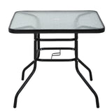 Square Outdoor Table, Patio Table with Umbrella Hole, Patio Dining Table with Tempered Glass, Outdoor Dining Tables, Square Patio Table for Balcony, Backyard, Poolside, Sunroom, Patio Tables, Black MKDLUFEI