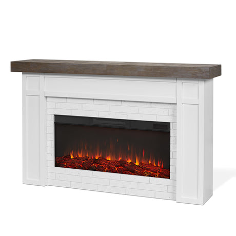 Real Flame Cravenhall Landscape Electric Fireplace with Mantel for Living Room or Bedroom, Replaceable Fireplace Insert Heater, Realistic Log and Flame Effect, Remote Control, Timer, White Real Flame