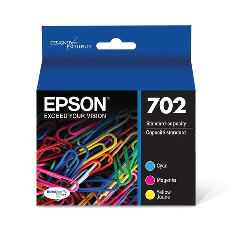 EPSON 702 DURABrite Ultra Ink Standard Capacity Color Combo Pack (T702520-S) Works with WorkForce Pro WF-3720, WF-3730, WF-3733 Epson