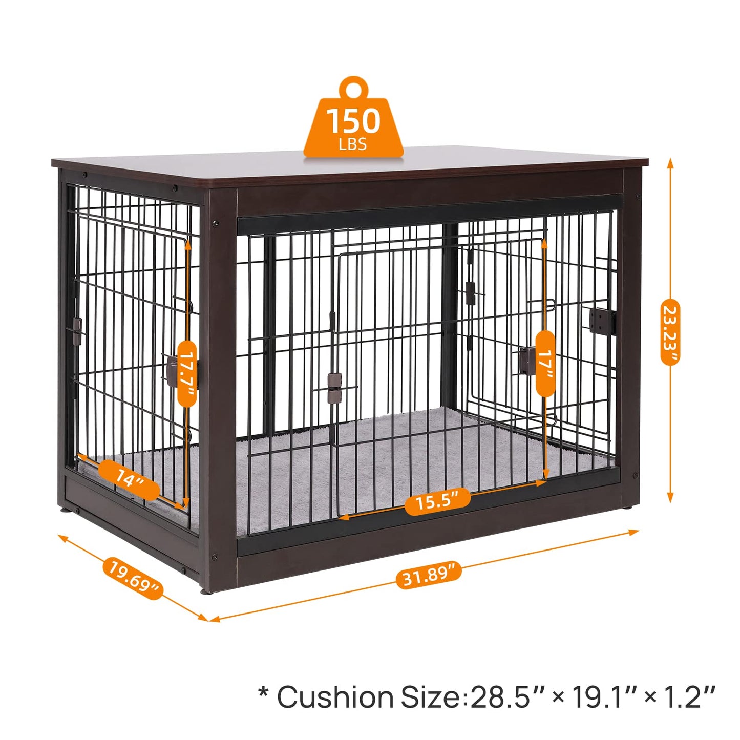 RYpetmia Dog Crate Furniture Style for Small Medium Pets, Wooden Dog cage Table, Heavy Duty, and Three Direction Doors - WoodArtSupply