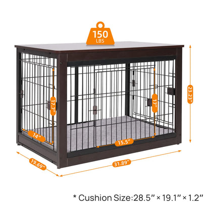 RYpetmia Dog Crate Furniture Style for Small Medium Pets, Wooden Dog cage Table, Heavy Duty, and Three Direction Doors - WoodArtSupply