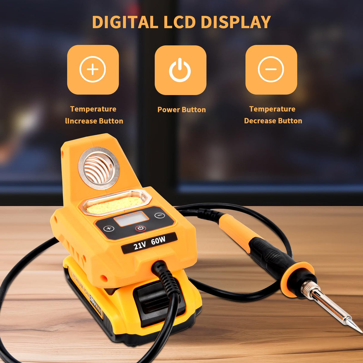 Cordless Soldering Iron for Dewalt 20V Max Battery,Digital LCD Display Soldering Station,Fast Heating Up Portable Soldering Iron for DIY, Appliance Repair,Wire Welding (Battery Not Included) LuckySlycyc