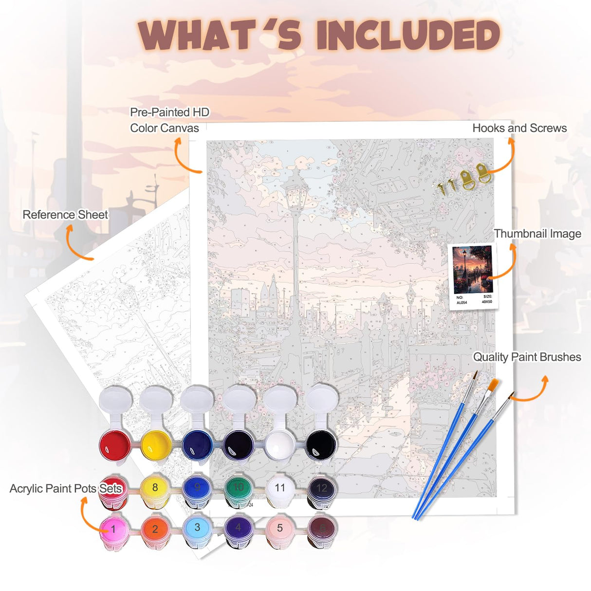 City View Paint by The Numbers for Adults,Oil Paint by Numbers for Adults Streetscape,Painting by Numbers Sunset,DIY Acrylic Paint by Number on Canvas,Creative Home Wall Decor Gifts 16x20inch PHANTASYART