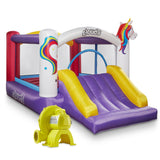 Cloud 9 Inflatable Bounce House and Blower, Unicorn Theme Bouncer for Kids with Slide, Includes Stakes and Repair Patches Cloud 9