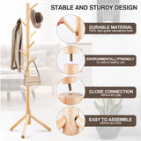 WANGMUXIA Coat Rack, Freestanding Coat Rack with 8 Hooks and 3 Adjustable Size Tree Coat Racks for Bedroom, Hallway, Entrance, Office, for Hats, Coats, Scarves, Handbags WANGMUXIA