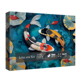 Fall Fish Puzzles for Adults 1000 Pieces, Autumn Nature Art Jigsaw Puzzles, Flower Lotus Pond Puzzles BBOLDIN