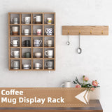 WYJREES Wooden Coffee Mug Display Rack, Wall Mounted Coffee Cup Display Shelf, Hold 24 Mugs, Rustic Shot Glass Display Case, Coffee Mug Holder Organizer for Kitchen, Coffee Station (23.6 * 29.5in) WYJREES