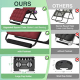 Suteck Oversized Zero Gravity Chair,33In XXL Lounge Chair w/Removable Cushion&Headrest, Reclining Camping Chair w/Upgraded Lock and Footrest, Reclining Patio Chairs Recliner for Indoor Outdoor,500LBS Suteck