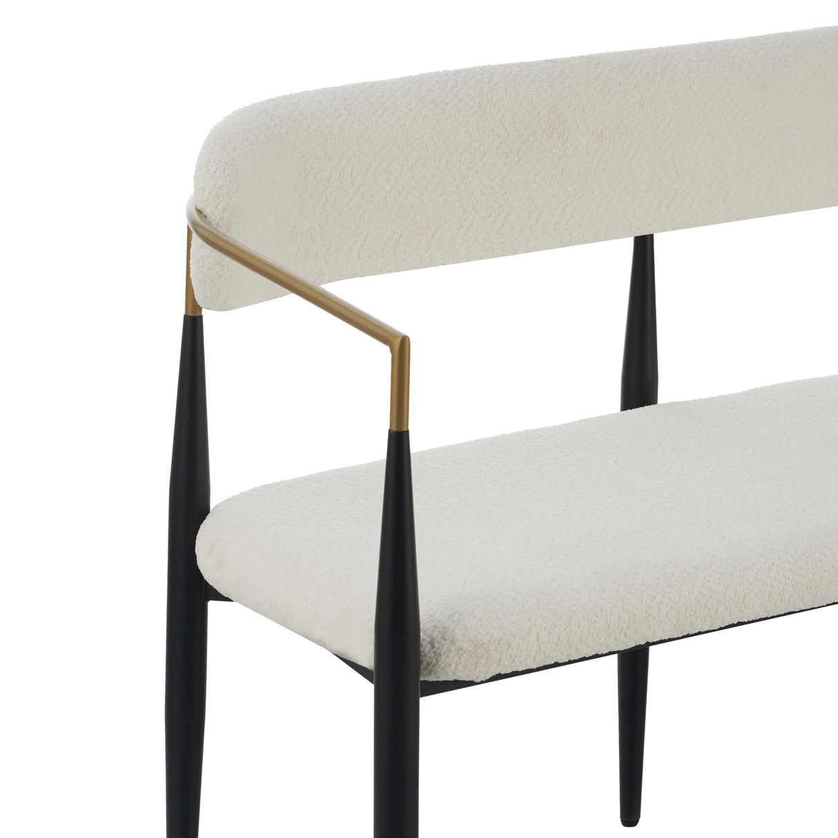 55" Metal Loveseat Settee,Modern Upholstered Sofa with Iron Frame,Upholstered Plush Seating,Gold Trim & Open Backrest, Compact Design for Small Spaces,Living Room,Bedroom,Apartments,Lofts,White GDFStudio