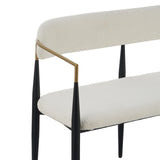 55" Metal Loveseat Settee,Modern Upholstered Sofa with Iron Frame,Upholstered Plush Seating,Gold Trim & Open Backrest, Compact Design for Small Spaces,Living Room,Bedroom,Apartments,Lofts,White GDFStudio