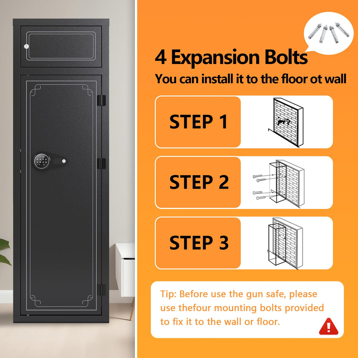 KAER 10-12 Gun Safe Rifle,Gun Safes for Home Rifle and Pistols,Gun Safes & Cabinets,Quick Access Gun Cabinet,Large Rifle Safe with Removable Shelf (Electronic 10-12 Gun Unassembled) KAER