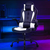 Gaming Chair Racing Style Office Chair High Back Desk Chair Executive PU Leather Rolling Task Swivel Computer Chair with Lumbar Support Headrest, White FDW