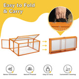 Nyeekoy Portable Chicken Coop with UV-Proof Panel, 4X Garden Stakes, Wooden Rabbit Hutch, Chicken Brooder Box Indoor, Outdoor Folding Chicken Cage, Top & Side Openable Doors, 45.3Inch (Orange) Nyeekoy
