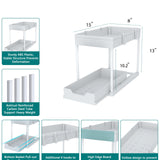 DEKAVA Cabinet, 2 Pack Under Sink Organizer, 2 Tier Sliding Bathroom Kitchen Organizer, Large White ABS Baskets, Easy Install & Clean DEKAVA