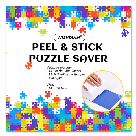 Puzzle Glue Sheets for 6 X 1000 Puzzles, 36 Puzzle Saver Sheets Peel & Stick WISHDIAM