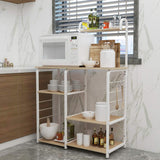 soges Microwave Cart Coffee Station, Kitchen Bakers Rack, Utility Microwave Oven Stand Storage Cart, Workstation Shelf, White Oak 172-MO soges