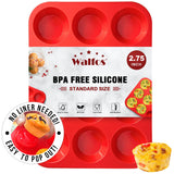 Walfos Silicone Muffin Pan - 12 Cups Regular Silicone Cupcake Pan, Non-stick Silicone Great for Making Muffin Cakes, Tart, Bread - BPA Free and Dishwasher Safe Walfos