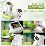1200X Microscope for Kids with 2 inch Screen STEM Digital Science Kit Rechargeable Handheld Zoom 32GB SD Card Slides Photo and Video Gift for Kids Ages 6 to 12 (Green) WSDMIC
