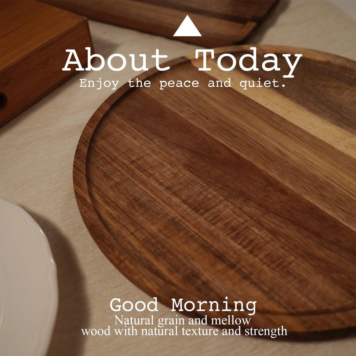 PINXIURY 13.8 Inch Acacia Wood Decorative Serving Tray for Home, Table & Gifts PINXIURY