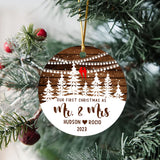 2024 Our First Christmas As Mr & Mrs Ornament, First Christmas Married Ornament 2024, Personalized Wooden Style Christmas Ornament 2024, Custom Christmas Tree Ornaments Hanging Accessories Yanria