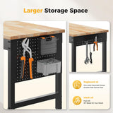 CAMMOO 60" Adjustable Heavy Duty Workbench, 2000 LBS Load Capacity Rubber Wood Work Table with Pegboard, Power Outlets, Work Bench for Garage, Workshop, Office, Home, Commercial CAMMOO