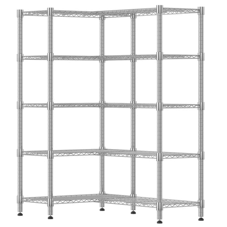 Himimi Storage Shelves-5 Tier Heavy Duty Wire Shelving Unit with Leveling Feet, 1500LBS Adjustable Metal Shelves Organizer for Kitchen Garage Pantry Laundry, 60" W*14" D*72" H, Silver Himimi