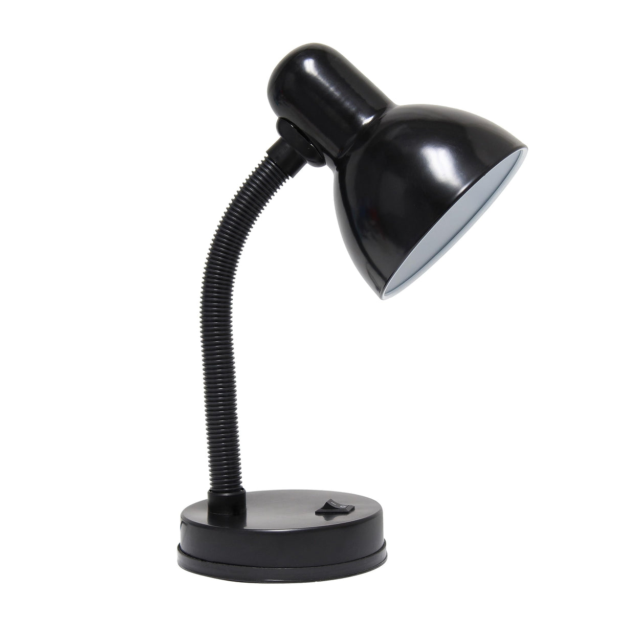 Simple Designs LD1003-BLK Basic Metal Desk Lamp with Flexible Hose Neck for Office, Living Room, Bedroom, College Dorm, Bookshelf, Black Simple Designs
