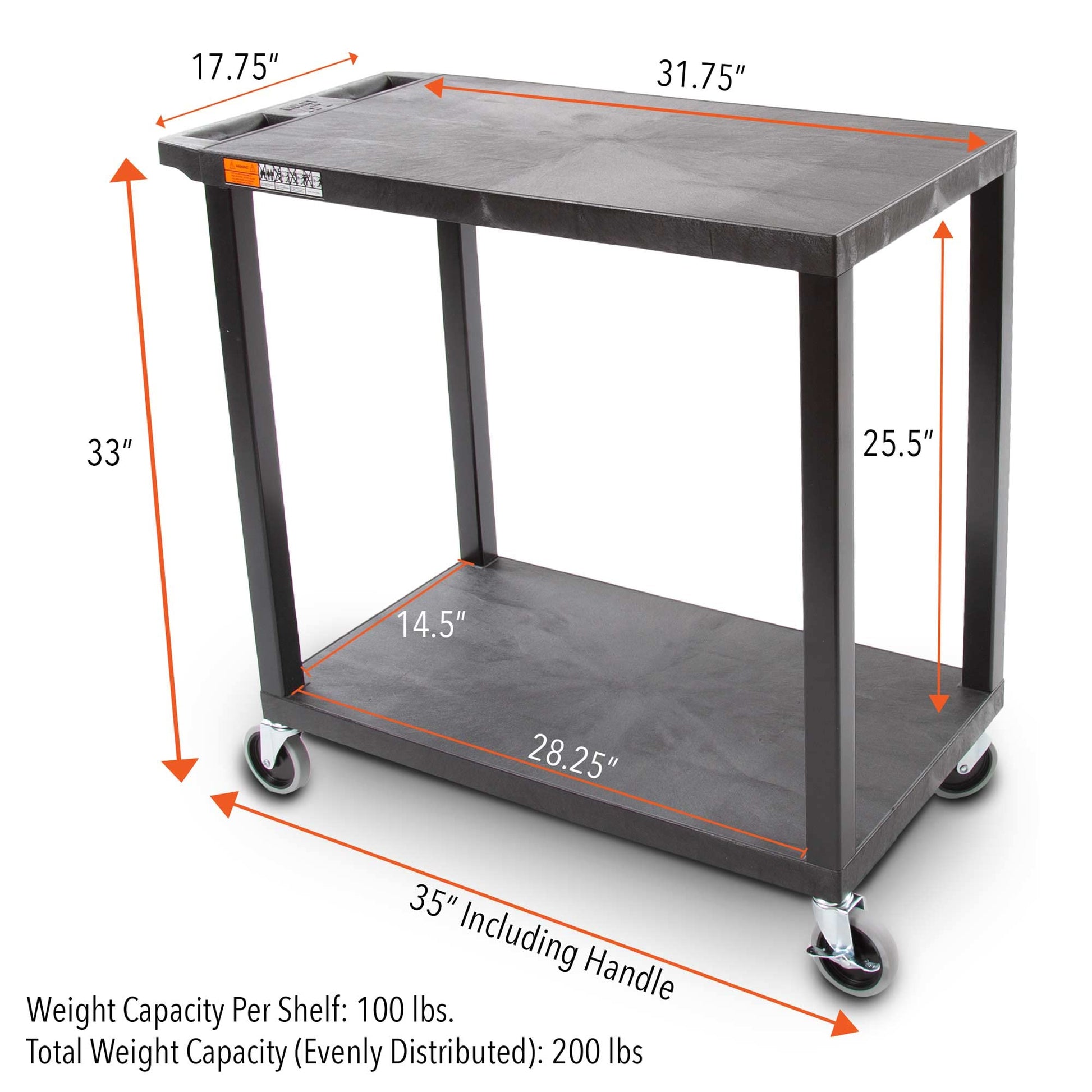 Original Tubstr - Flat Top Utility Cart - Heavy Duty, Supports up to 200 lbs - Flat Shelf Multipurpose Cart Perfect for Home, Garage, Catering, - WoodArtSupply