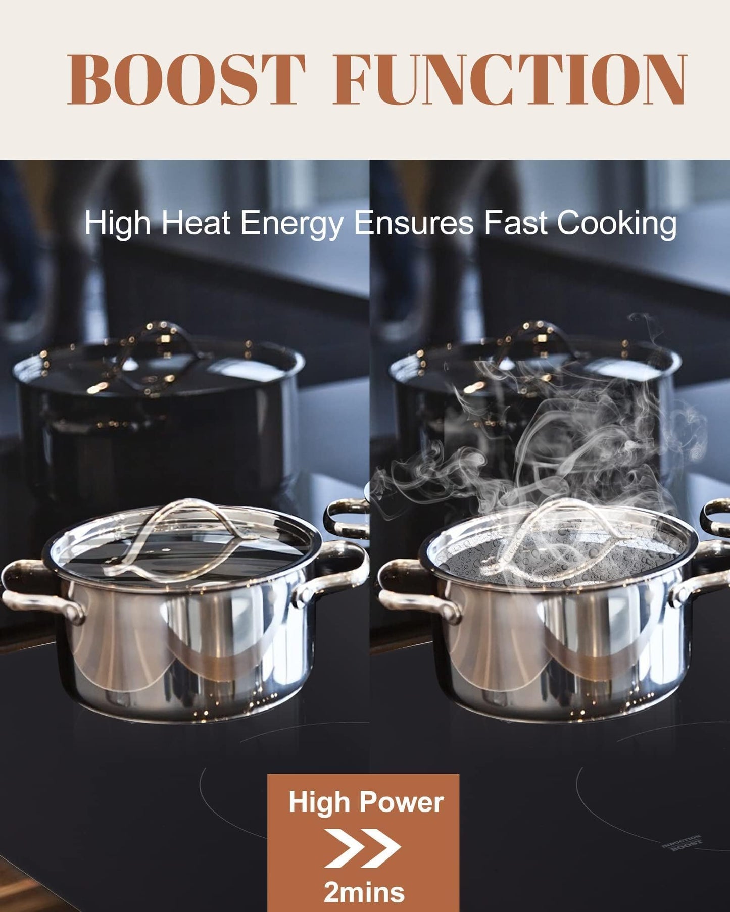 Induction Cooktop 30 Inch with 4 Burners Built-in Induction Electric Stovetop with Boost/Timer & Child Safety Lock/9 Power Levels 7000W (NO PLUG)