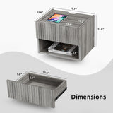 Lazzanto Floating Nightstand Bedroom Bedside Table - Floating Night Stand Set of 2 with Storage Drawer, Wood Morden Wall Mounted Bedside Tables for Dorm Hallway Entryway Lazzanto