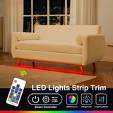 63" W Loveseat Sofa,Beige Boucle Couch with LED Lights and USB Ports Modern Fluffy Love Seat Couches 2 Seater Comfy All-Wood Washable Covers Sofa Furniture for Bedroom Living Room Small Space Office FiveWillowise