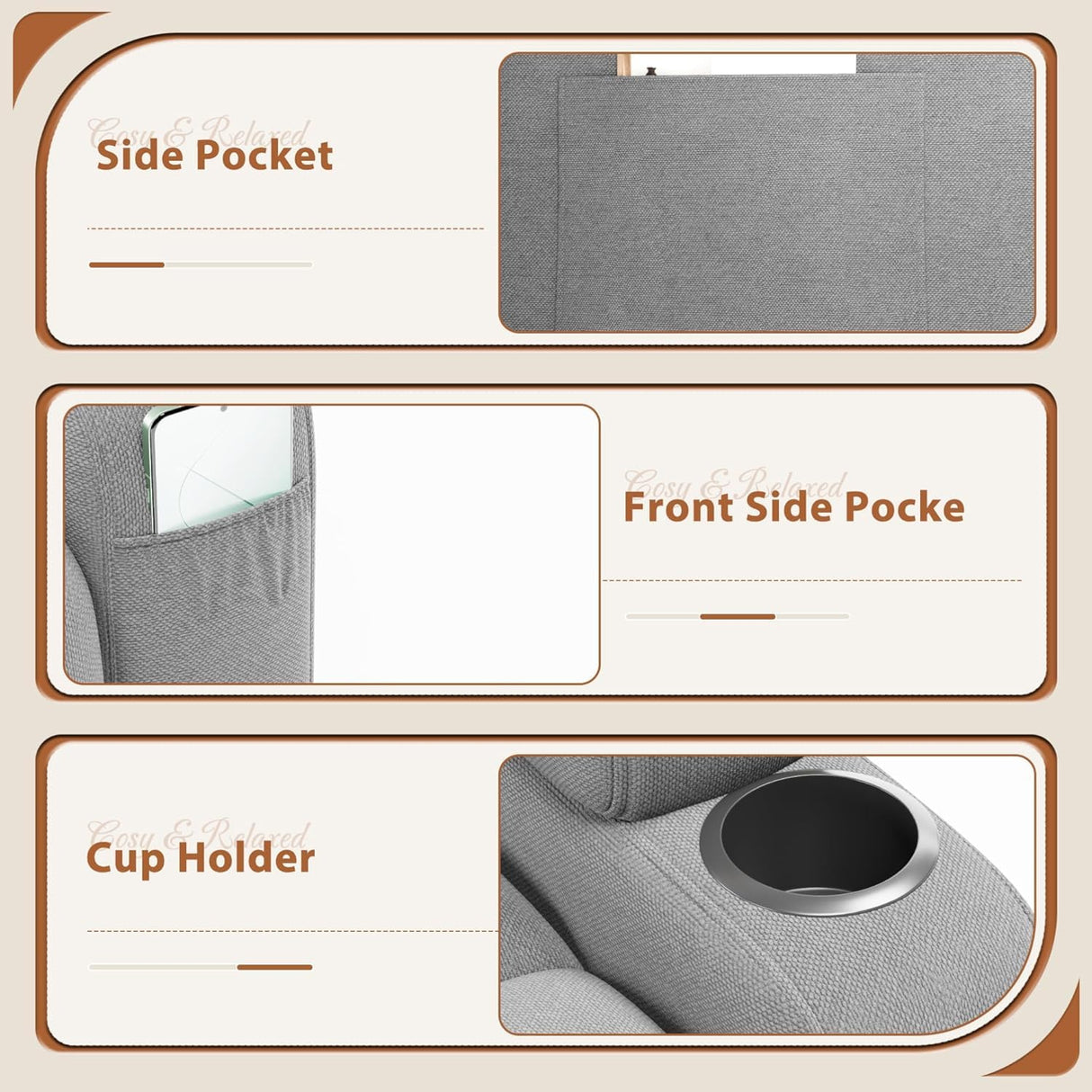 Flamaker Swivel Rocker Recliner Chair with Vibration Massage, 360° Swivel Recliner Chairs for Adults Ergonomic Lounge Chair with Cup Holders Lazy Boy Recliner Single Sofa Seat (Fabric, Gray) Flamaker