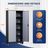 Yizosh Metal Garage Storage Cabinet with Locking Doors and Adjustable Shelves,- 75" Rolling Steel Tool Cabinet for Home Office,Garage,Warehouse Yizosh